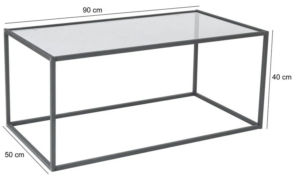 Măsuță de conferință Lizbon Black cu sticlăînchisă la culoare