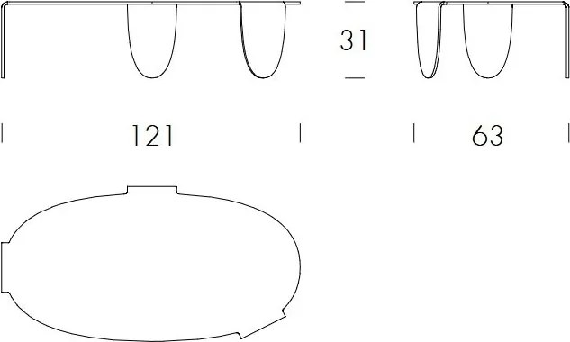 Masuta de Cafea Design LUX, Sticla, Arturo 121x31cm