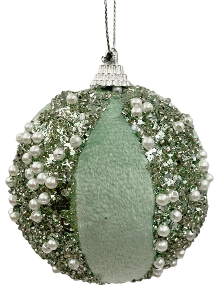 Glob de Craciun Velvet Pearl 8cm, Verde menta