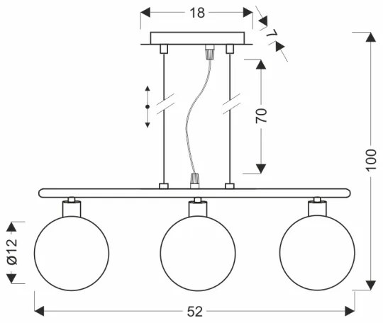 Lustră pe cablu SOMUL 3xG9/20W/230V fumuriu-negru