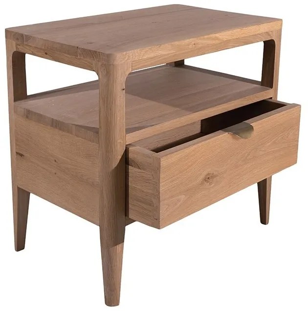 Noptiera natur, din lemn de stejar, cu sertar, L55 cm, Ernest