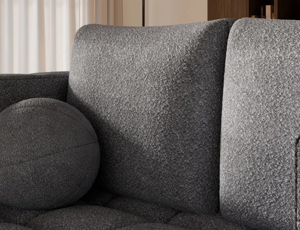 Canapea Kastol , gri bouclé extensibil, 137x71x74 cm – Royal 04