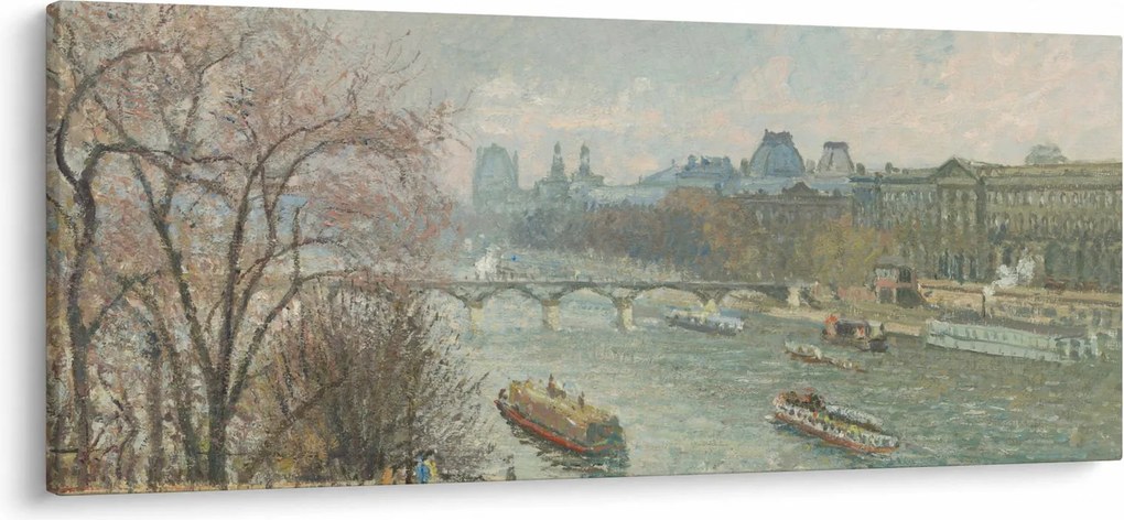 Tablou - Camille Pissarro, The Louvre, Afternoon, Rainy Weather, reproducere (120x50 cm)