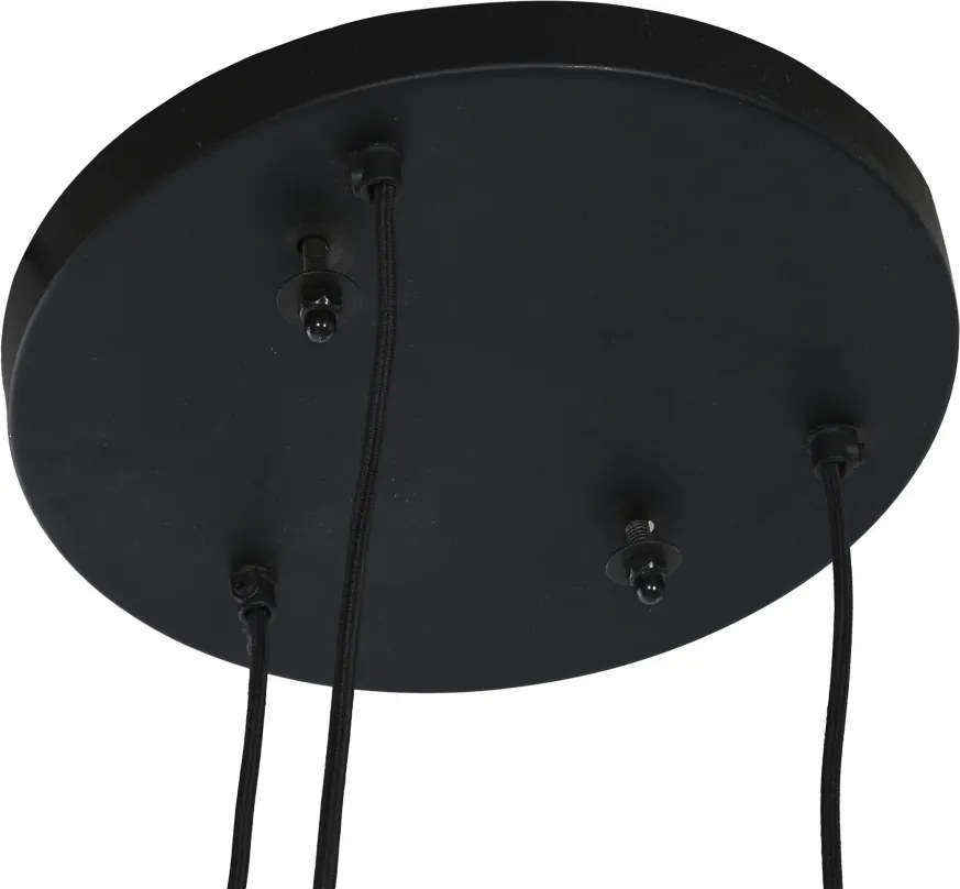 Set 3 lustre suspendate din lemn de mango, negru și natur, 110 x 38 cm, „Creil”