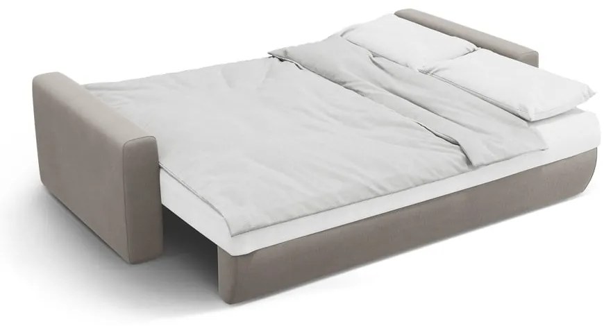 Canapea gri deschis extensibilă, cu spațiu de depozitare cu tapițerie din catifea 238 cm Belfast – Cosmopolitan Design