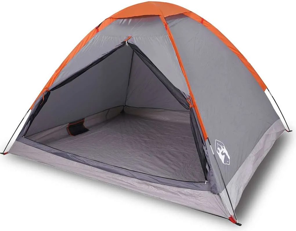 vidaXL Cort de camping pentru 2 persoane, gri/portocaliu, impermeabil