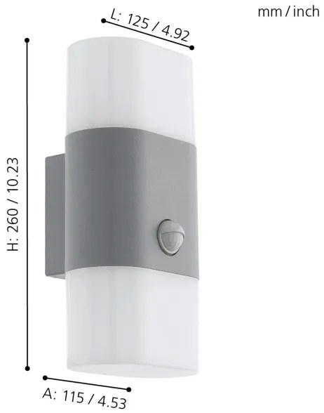 Eglo 97313 - LED Aplica perete exterior cu senzor FAVRIA 1 2xLED/5,5W/230V
