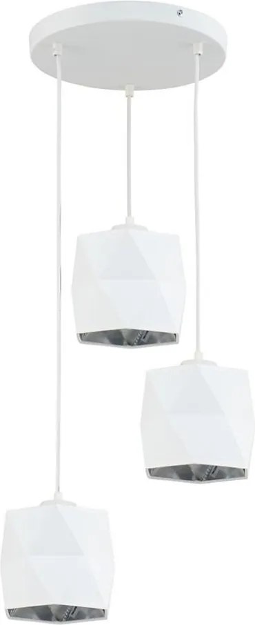 Lustră pe cablu SIRO 3xE27/15W/230V albă/argintie