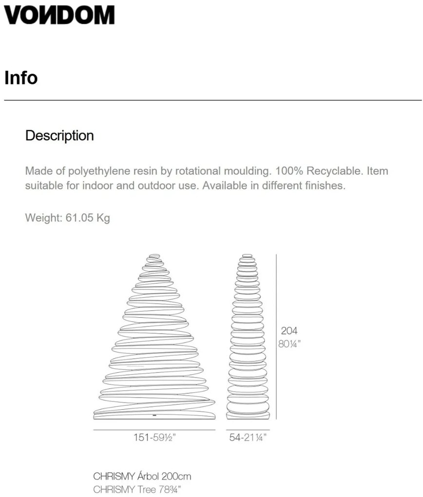 Brad Decorativ CHRISMY 2m ILUMINAT LED, 49072W Vondom