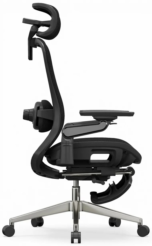SYNO-H-MF Scaun ergonomic, suport lombar cu Masaj, sezut translatabil, cotiere 6D, tetiera 2D, suport picioare, Mesh, Negru