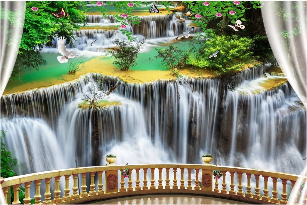 Tablou - Privire la cascade magice (90x60 cm)