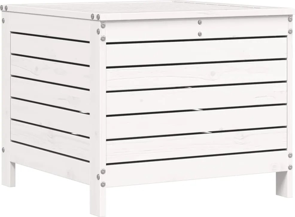 vidaXL Taburet de grădină, alb, 62x63,5x53,5 cm, lemn masiv pin