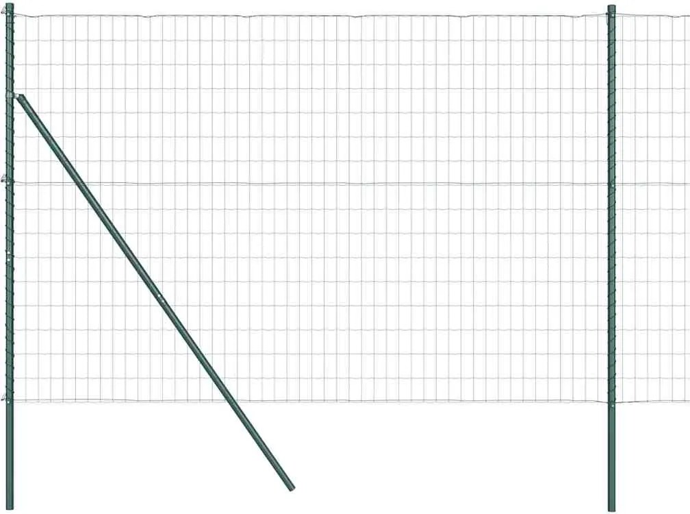 vidaXL Gard cu Stâlp Verde 1,5 x 10 m Oțel și PVC