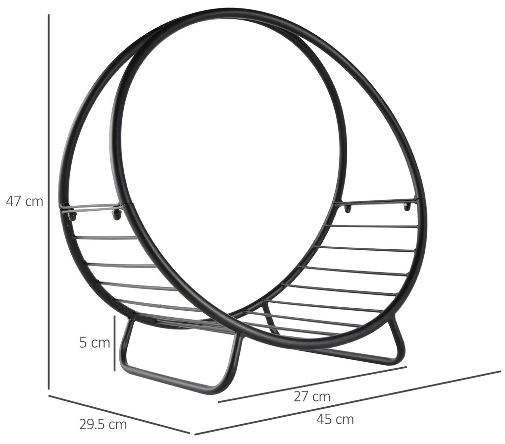 Outsunny Suport pentru lemne de foc Suport lemne in forma de cos design ridicat Greutate maxima 15 kg, negru 45x29.5x47cm | Aosom Romania