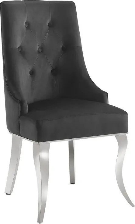 Set 2 scaune Modern Barock, argintiu/ catifea neagra