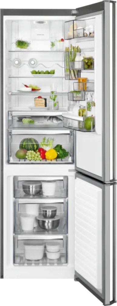 Combina frigorifica No Frost AEG RCB83724MX, 60 cm, inox, CustomFlex, afisaj LCD