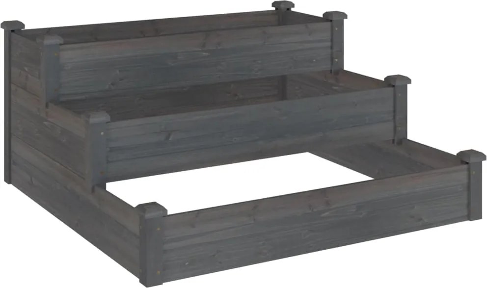 vidaXL Strat de grădină înălțat, gri, 120x120x56 cm, lemn masiv brad