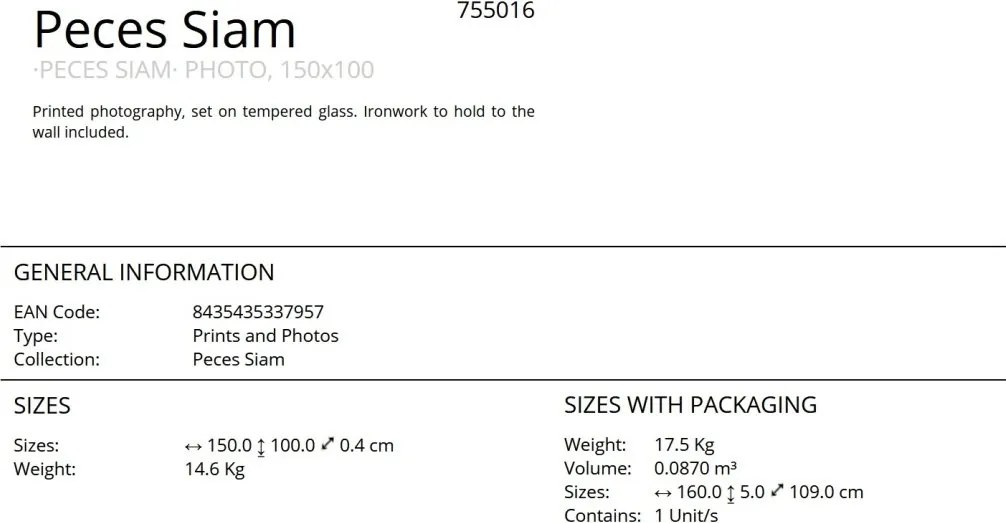 Tablou de perete decorativ Peces Siam, 150x100cm