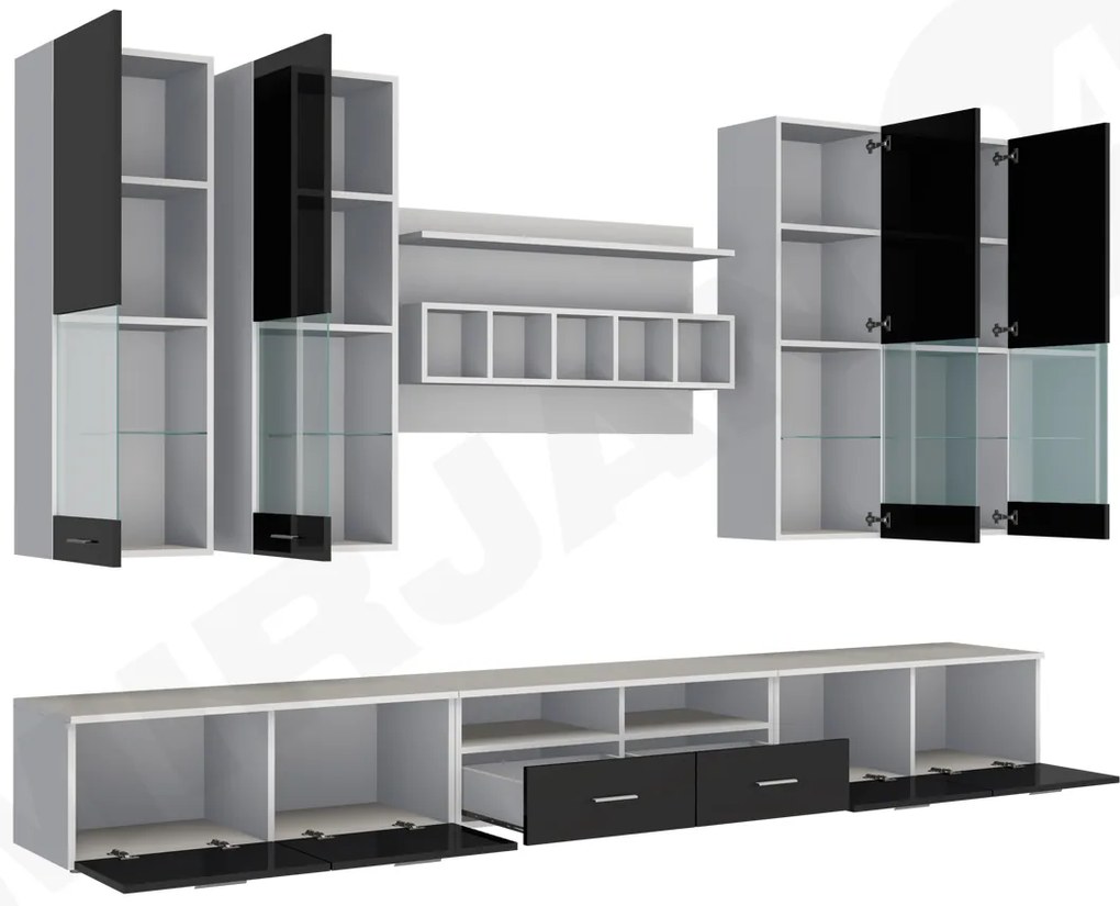 Mobilier living Octavia II (Alb + Negru lucios ). Promo -17%. 1058182