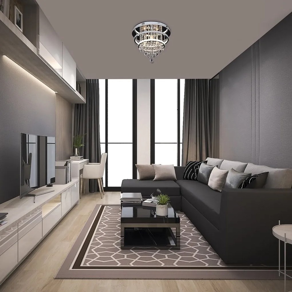 Plafoniera LED design modern Pallas crom, alb 40cm