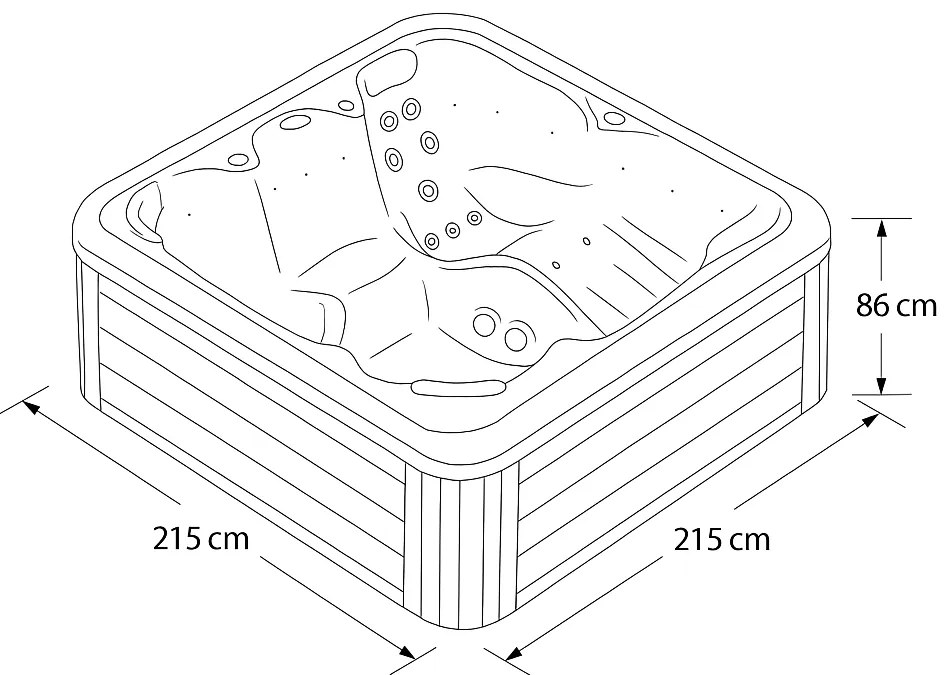 Minipiscina alb lucios cu LED si sistem audio, 6 persoane, 215x215 cm, Wellis, Venus