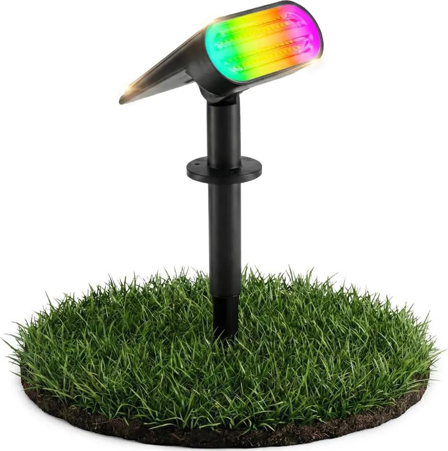 Lampă solară LED RGB 2 în 1 LED/3,7V 1200 mAh IP54 neagră