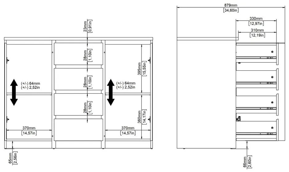 Comodă în culoare naturală cu aspect de lemn de stejar 121x91x50 cm Naia – Tvilum
