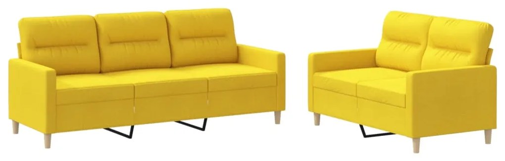 3201605 vidaXL Set de canapele cu perne, 2 piese, galben deschis, textil