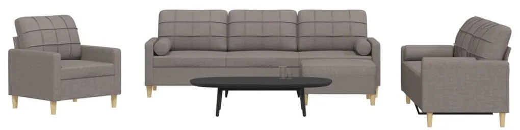 vidaXL Set canapele cu taburet și perne, 4 piese, taupe, textil