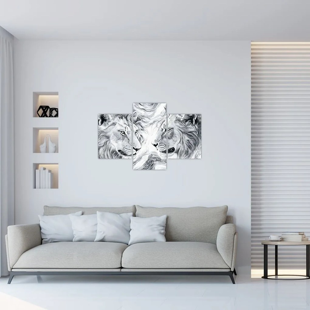 Tablou - Capete de lei desenate (90x60 cm)