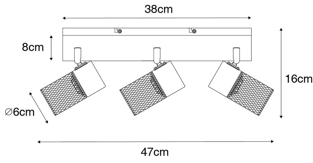 Plafoniera industriala neagra cu 3 spoturi reglabile - Jim