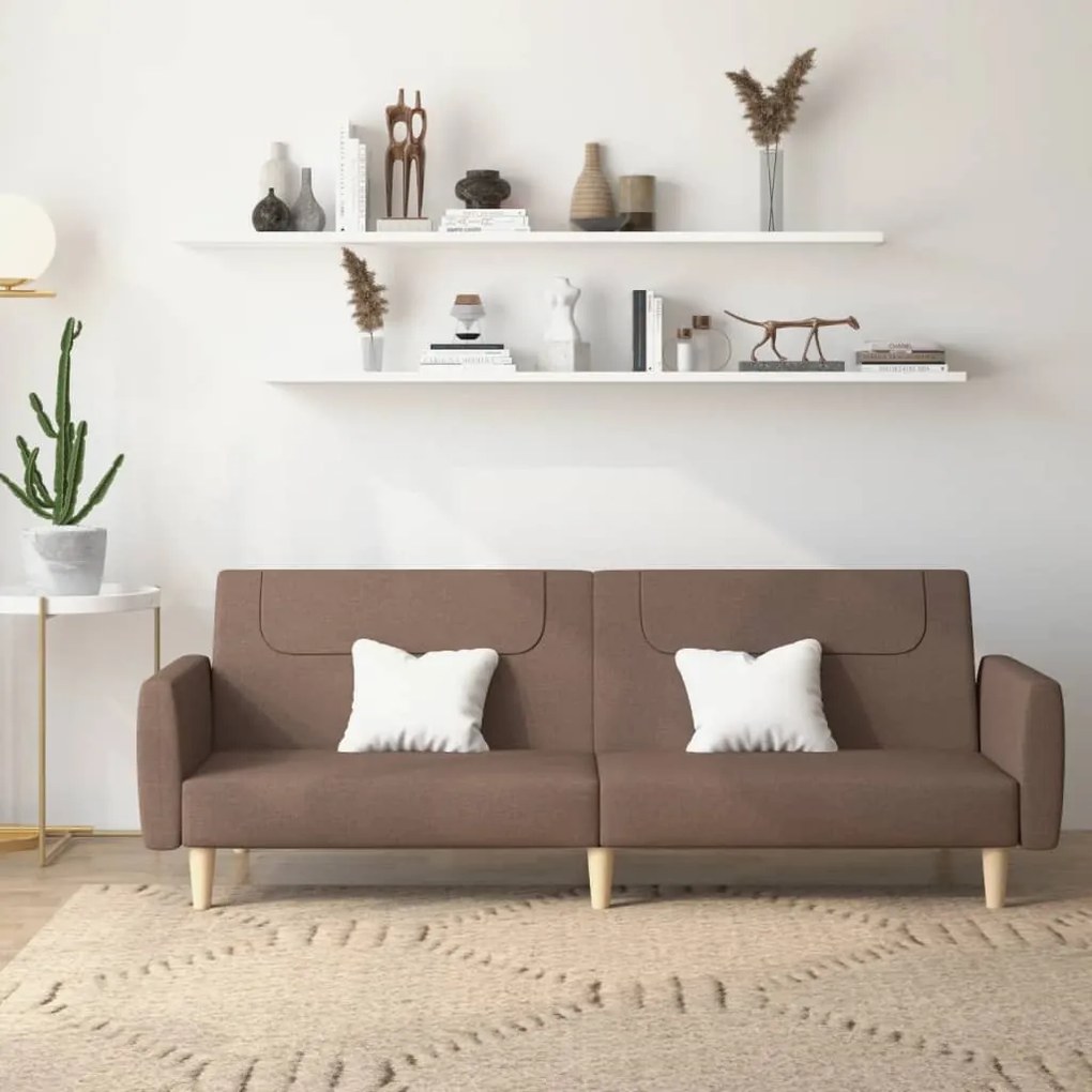 337413 vidaXL Canapea extensibilă cu 2 locuri, gri taupe, material textil