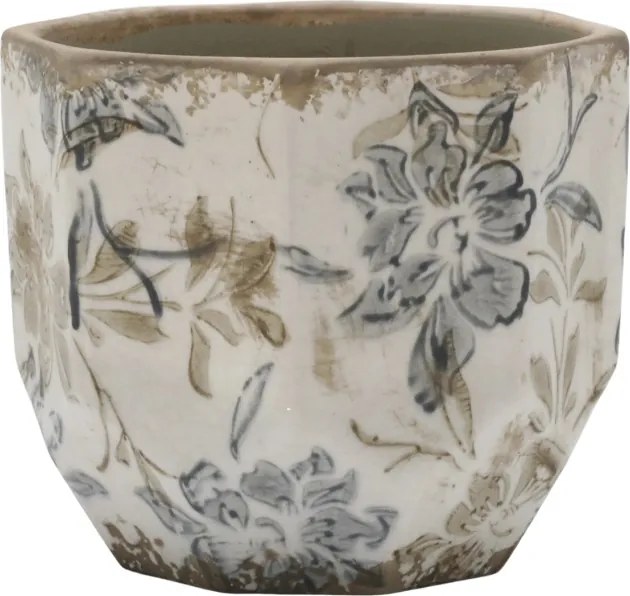 Ghiveci crem, din ceramica, H13/D14cm, Croix
