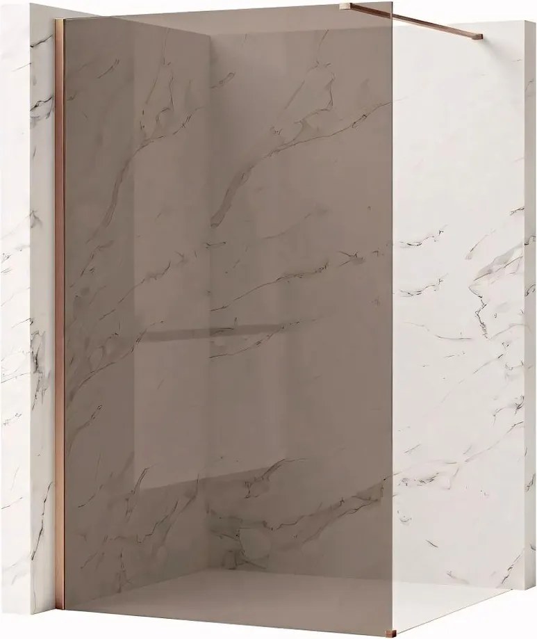 Paravan de dus fumuriu Rea Flexi Brown 100 cm cupru periat