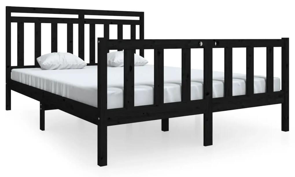 3100967 vidaXL Cadru de pat King Size, negru, 150x200 cm, lemn masiv