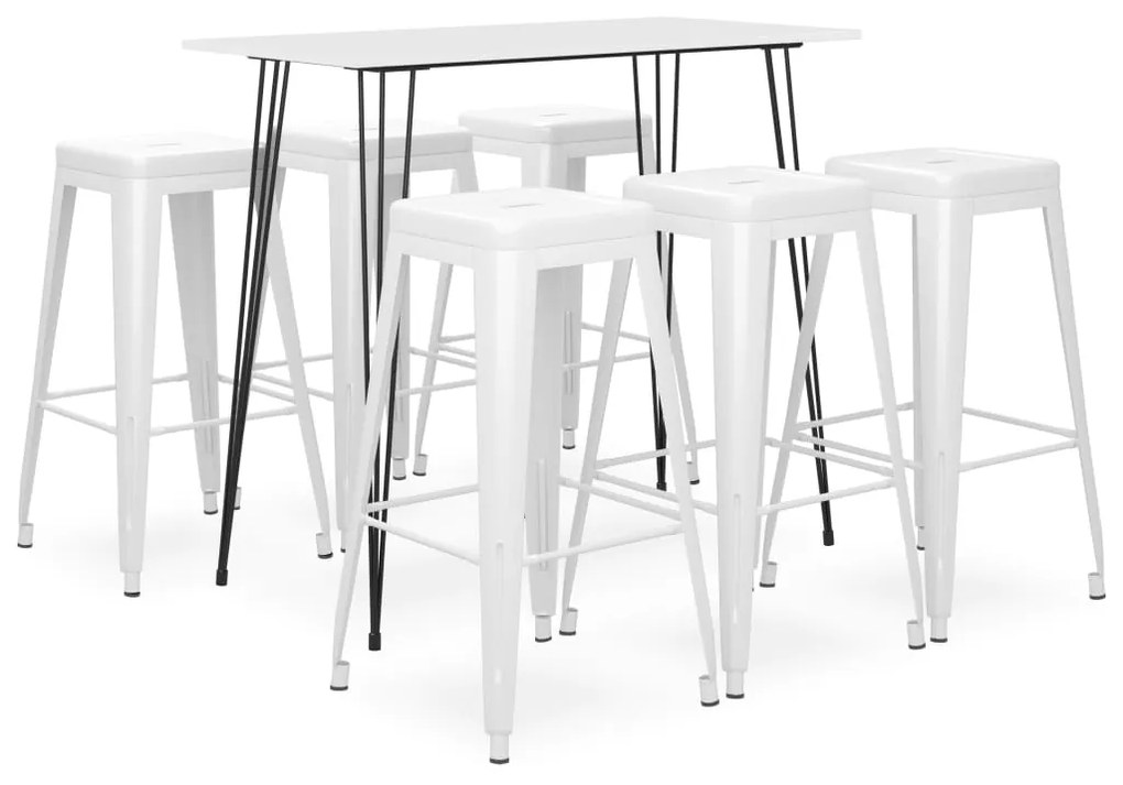 Set mobilier de bar, 7 piese, alb Alb, 7