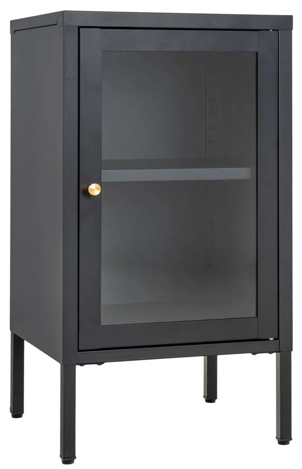 Vitrină Dalby, 1 ușă, oțel, negru 38x35x70 cm