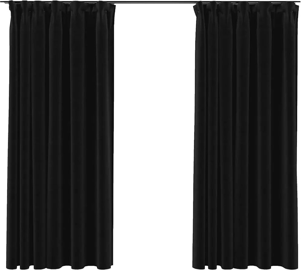 vidaXL Draperii opace aspect in, cârlige, 2 buc., antracit, 140x175 cm