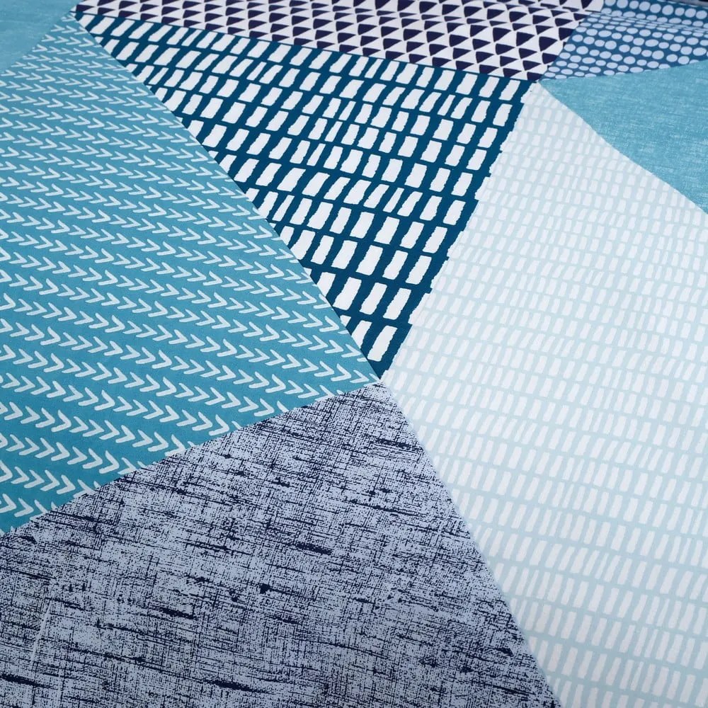 Lenjerie de pat albastru-verde pentru pat de o persoană 135x200 cm Larsson Geo – Catherine Lansfield