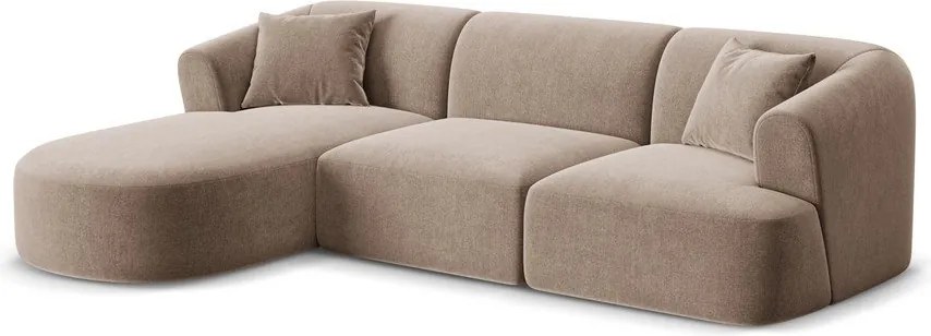 Colțar maro deschis cu tapițerie din catifea (cu colț pe partea stângă/cu șezlong) Campi – Cosmopolitan Design