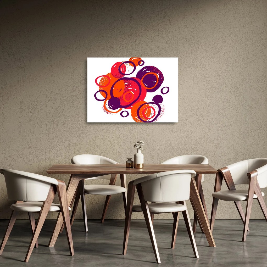 Tablou pe sticlă - Motiv cercuri în culori calde (70x50 cm)