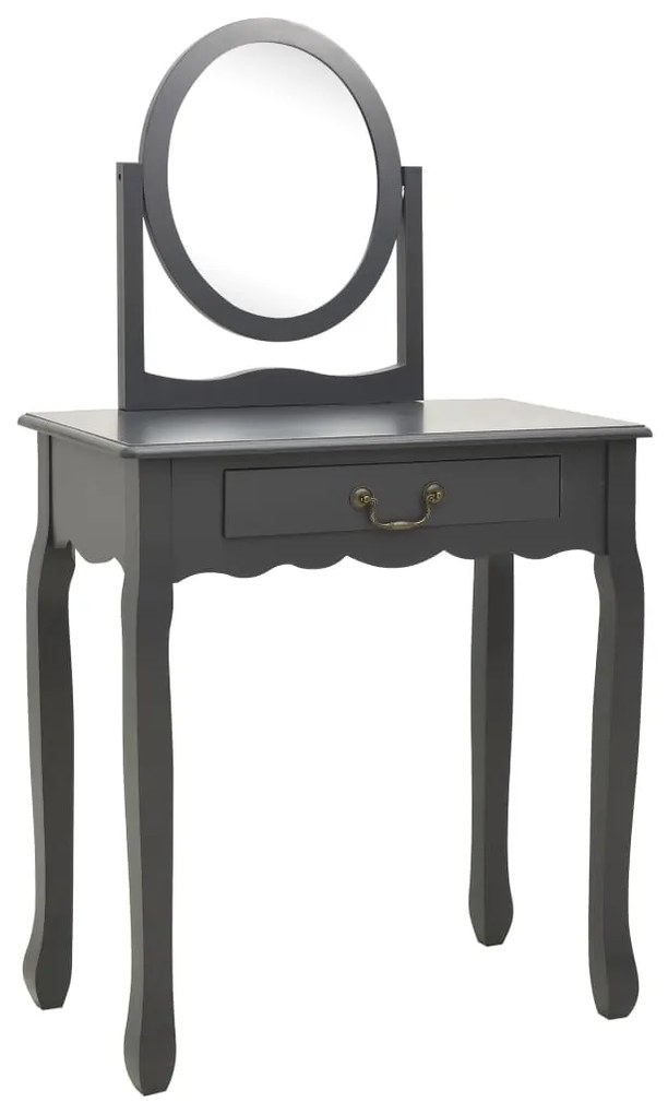 289333 vidaXL Masă toaletă cu taburet, gri, 65x36x128 cm, lemn paulownia, MDF