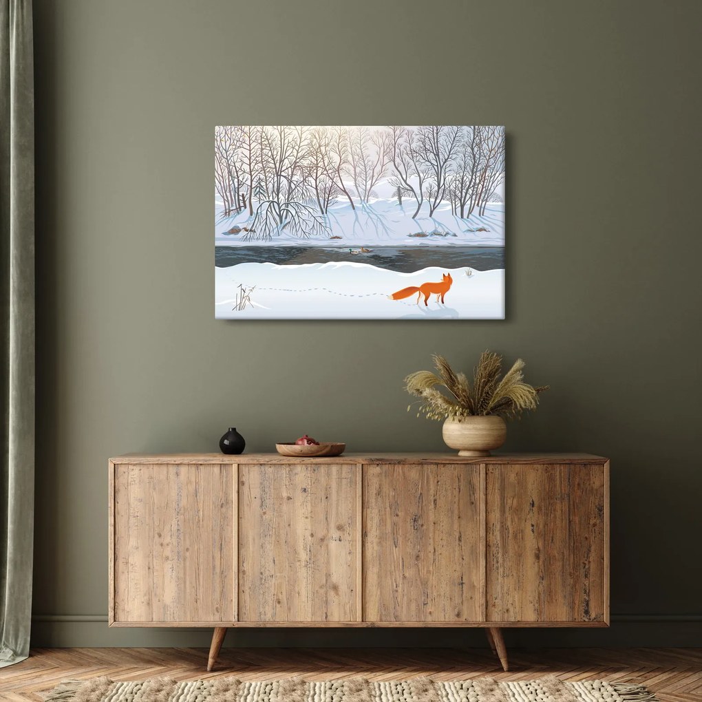 Tablou - Vulpe în peisaj de iarnă (90x60 cm)