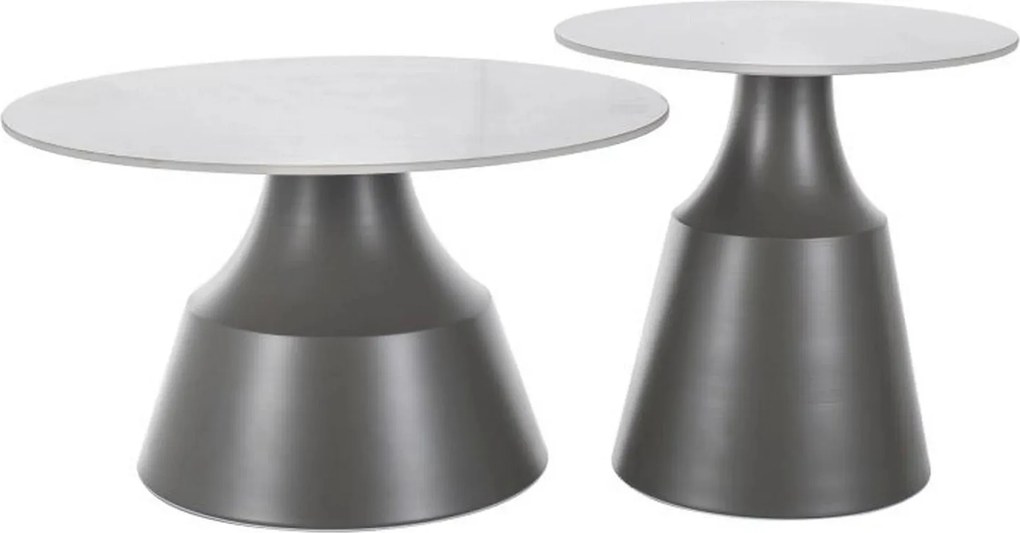 Set 2 masute ITAKA, alb/gri, ceramica/metal