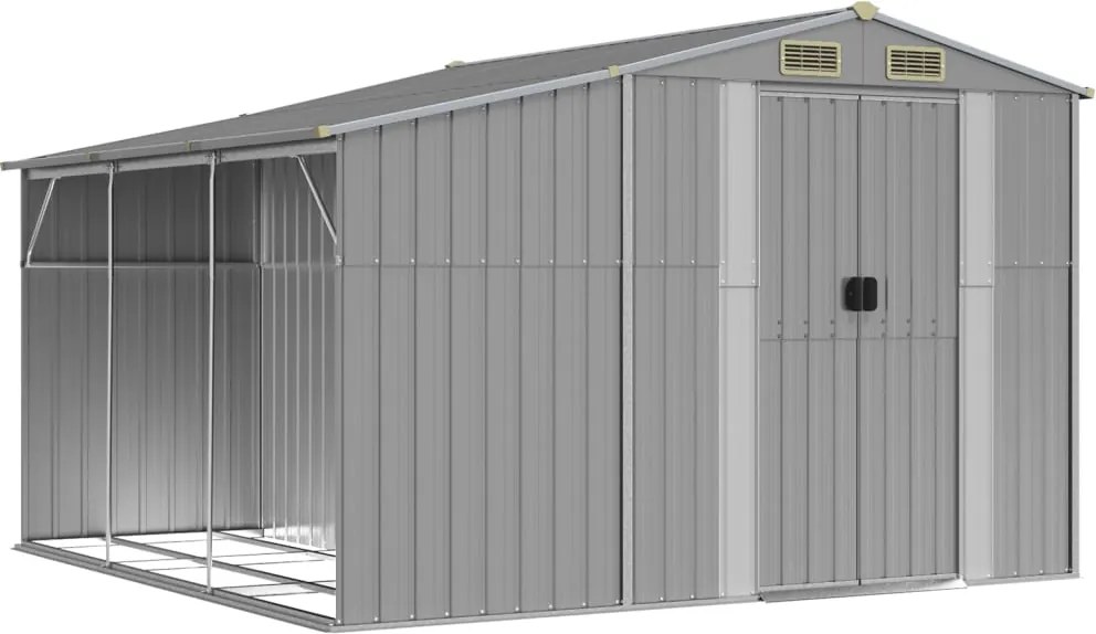 vidaXL Șopron de grădină, gri, 277x279x179 cm, oțel zincat