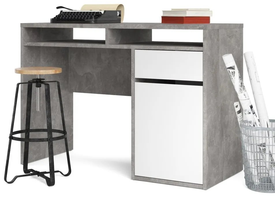 Birou Felix IV, gri / alb lucios