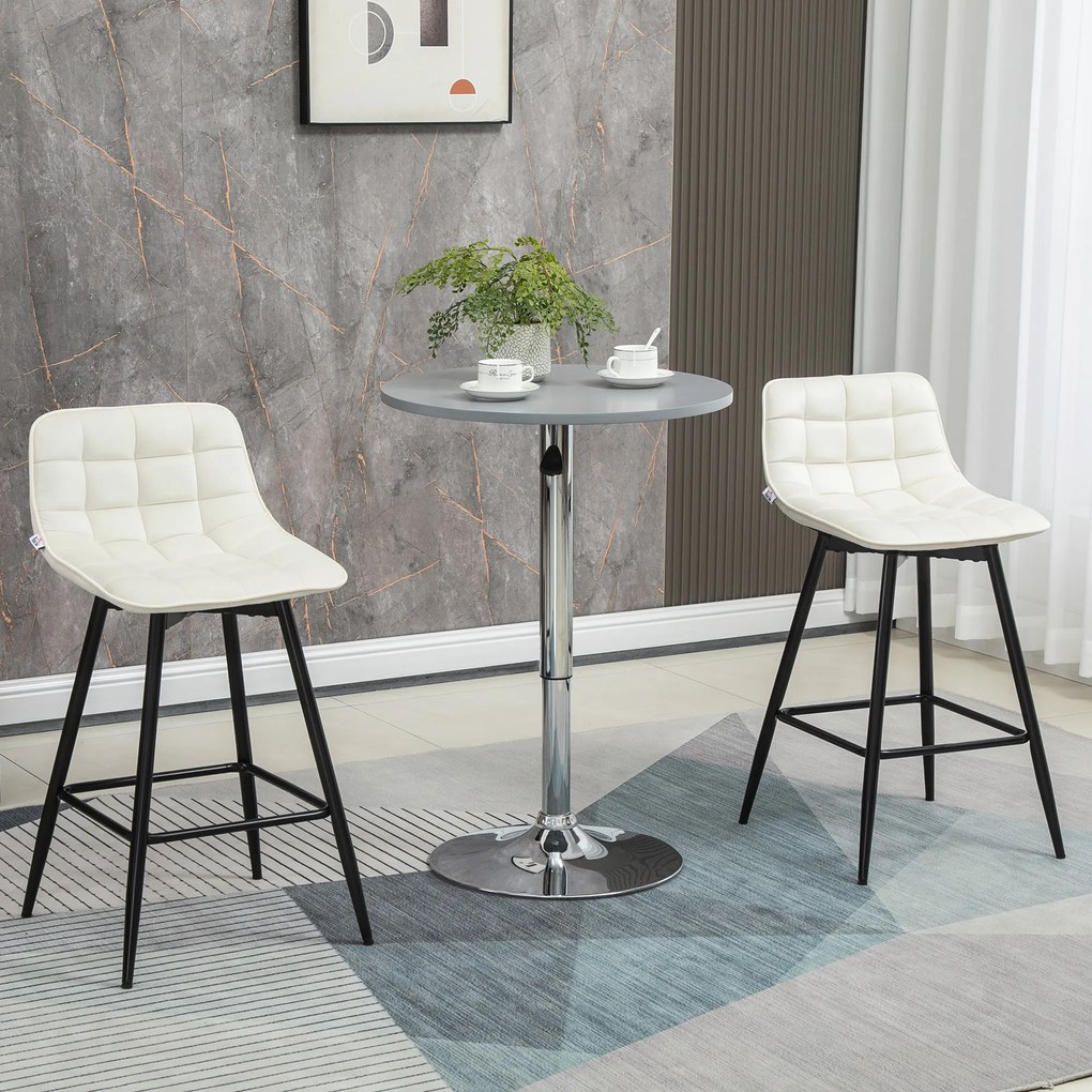 HOMCOM Set de 2 scaune bar cu spatar, scaune inalte tapitate, stil nordic | Aosom Romania