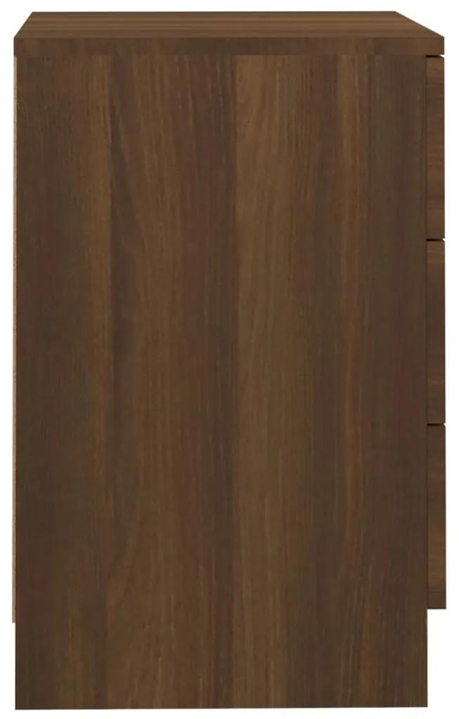 Noptiere, 2 buc., stejar maro, 38x35x56 cm, lemn prelucrat 2, Stejar brun