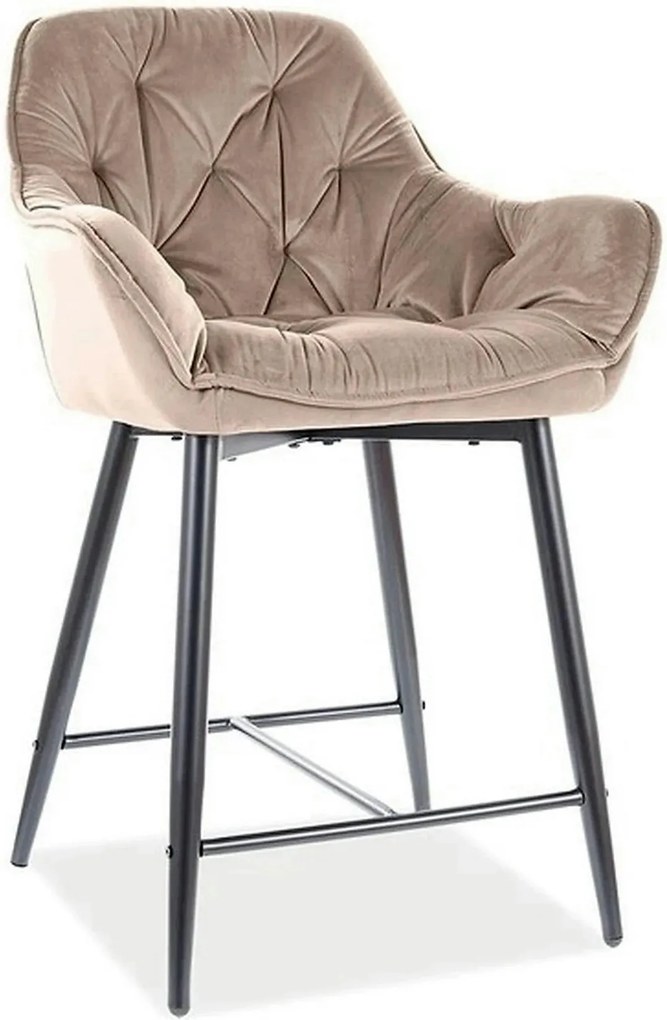 Scaun bar living CHERRY H-2, bej - Bluvel 28/negru mat, stofa catifela