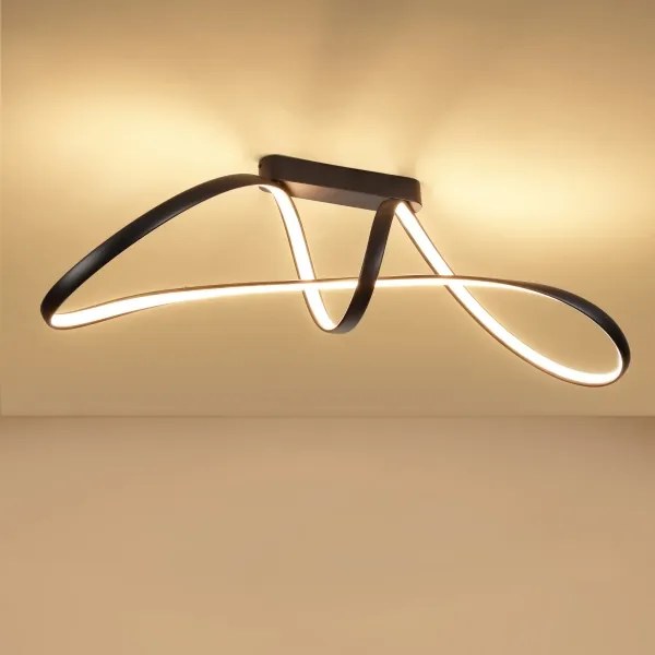 Brilagi-LED Lustră aplicată dimmabilă TWISTER LED/60W/230V 3000-6000K neagră + telecomandă